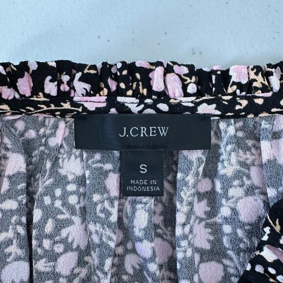 J Crew Puff Sleeve Drapey Crepe Top Small Fall Garden Floral - Picture 9 of 11